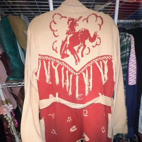 Idyllwind Cream and Red Cardigan Sweater - Picture 5 of 7